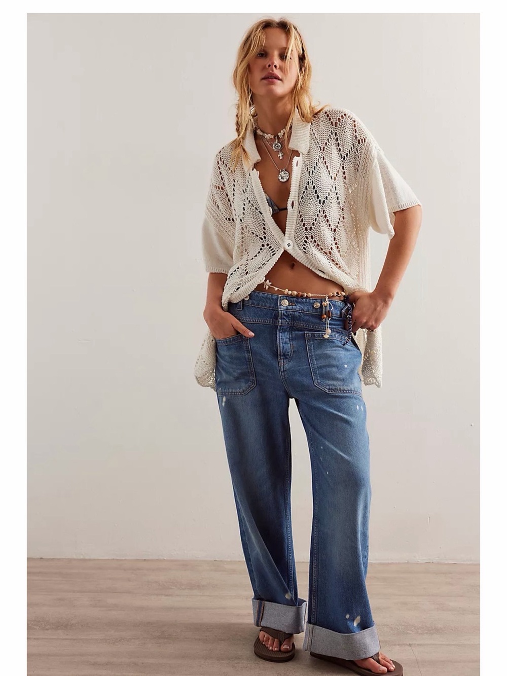 Free People We The Free Palmer Cuff Paint Splatter jeans 27